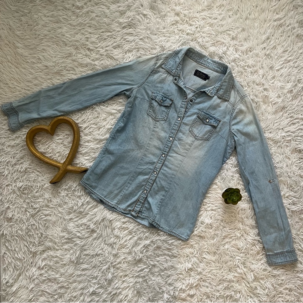 Ci Sono Sky Blue Denim Top